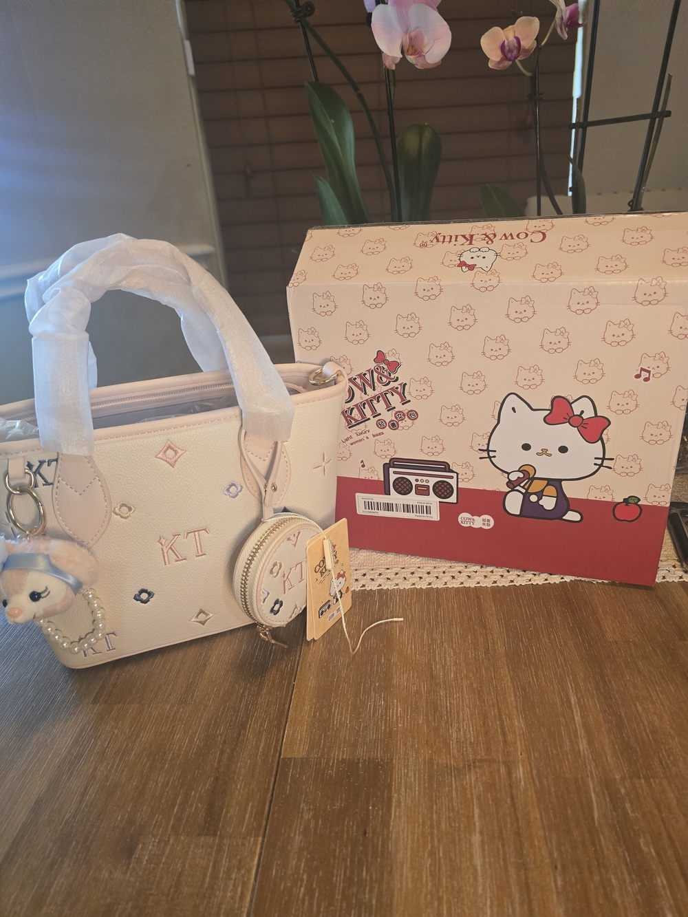 💕NWT Cow & Kitty Pastel Pink Mini Tote Bag Set💕 - Picture 2 of 4
